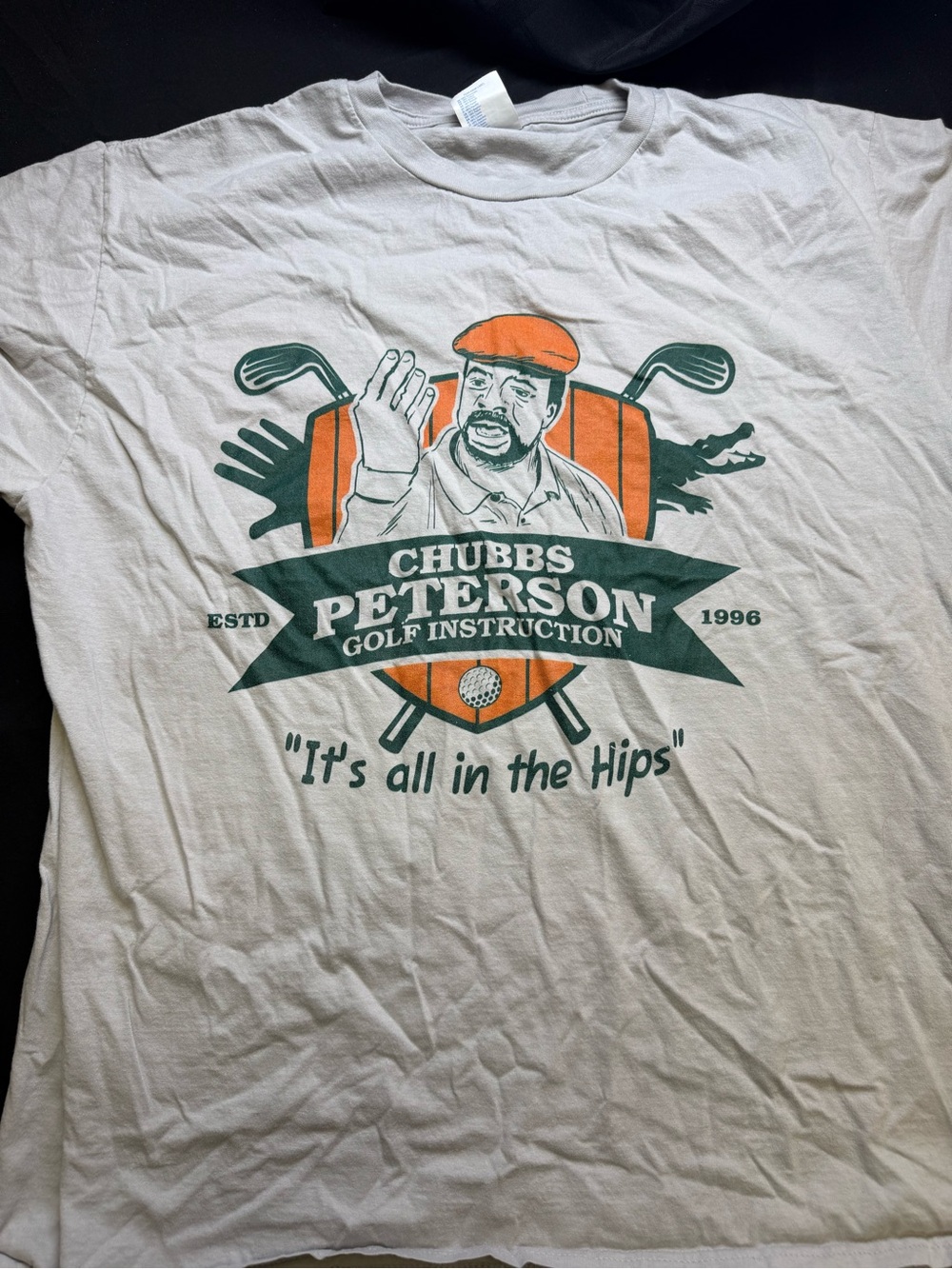 Happy Gilmore - Chub Peterson White Tee with Orange and Green Golf Graphic (XL)